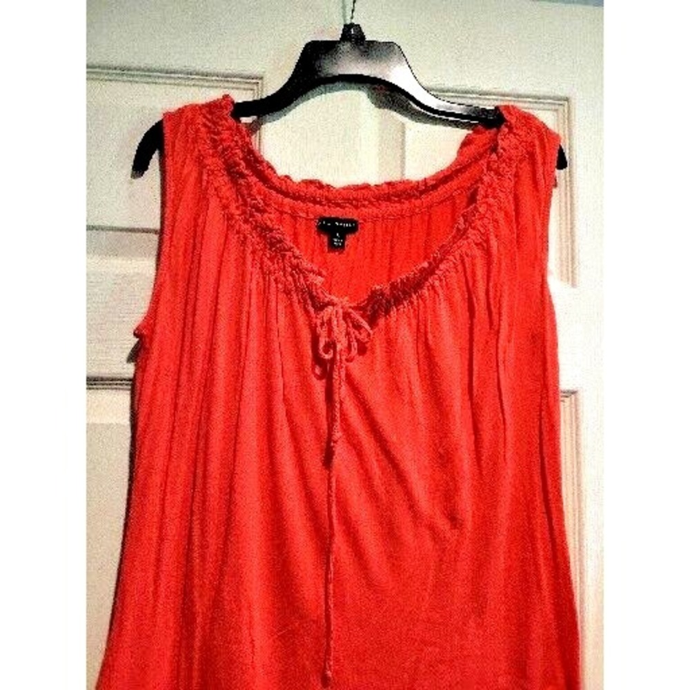 90s L WILLI SMITH L Coral Tie Neck Sleeveless Light Tank Top Blouse Tee Shirt